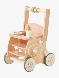 Chariot De Marche Poussette En Bois FSC® Rose - Vertbaudet -Promos Jouets Boutique chariot de marche poussette en bois fsc 4