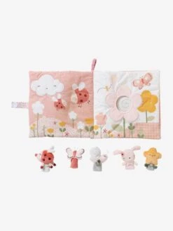 Grand Livre D'éveil Et Marionnettes à Doigts En Velours PAYS ROSE Multicolore - Vertbaudet -Promos Jouets Boutique grand livre deveil et marionnettes a doigts en velours pays rose 2