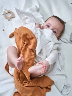 Lot De 3 Langes MINI COMPAGNIE En Gaze De Coton Bio* 2 écrus Imprimés + 1 Uni Caram - Vertbaudet -Promos Jouets Boutique lot de 3 langes mini compagnie en gaze de coton bio 4