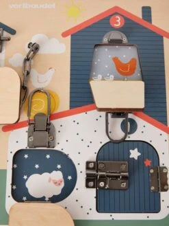 Planche à Verrous En Bois FSC® Multicolore - Vertbaudet -Promos Jouets Boutique planche a verrous en bois fsc 3