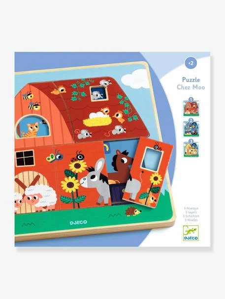 Puzzle 3 Niveaux Chez Moo DJECO Bleu - Djeco 4 Puzzle 3 Niveaux Chez Moo DJECO Bleu - Djeco – Image 2