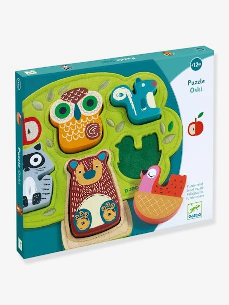 Puzzle Feutrine Oski - DJECO Vert - Djeco 3 Puzzle Feutrine Oski - DJECO Vert - Djeco