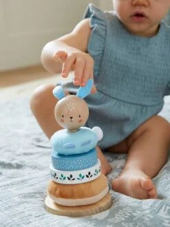 Pyramide à Empiler Tissu Et Bois FSC® Bleu - Vertbaudet -Promos Jouets Boutique pyramide a empiler tissu et bois fsc 2