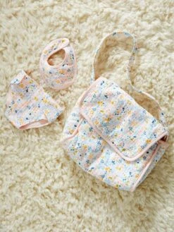 Sac à Langer Poupon + Couche + Bavoir En Gaze De Coton Rose - Vertbaudet -Promos Jouets Boutique sac a langer poupon couche bavoir en gaze de coton 2