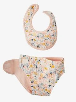Sac à Langer Poupon + Couche + Bavoir En Gaze De Coton Rose - Vertbaudet -Promos Jouets Boutique sac a langer poupon couche bavoir en gaze de coton 4